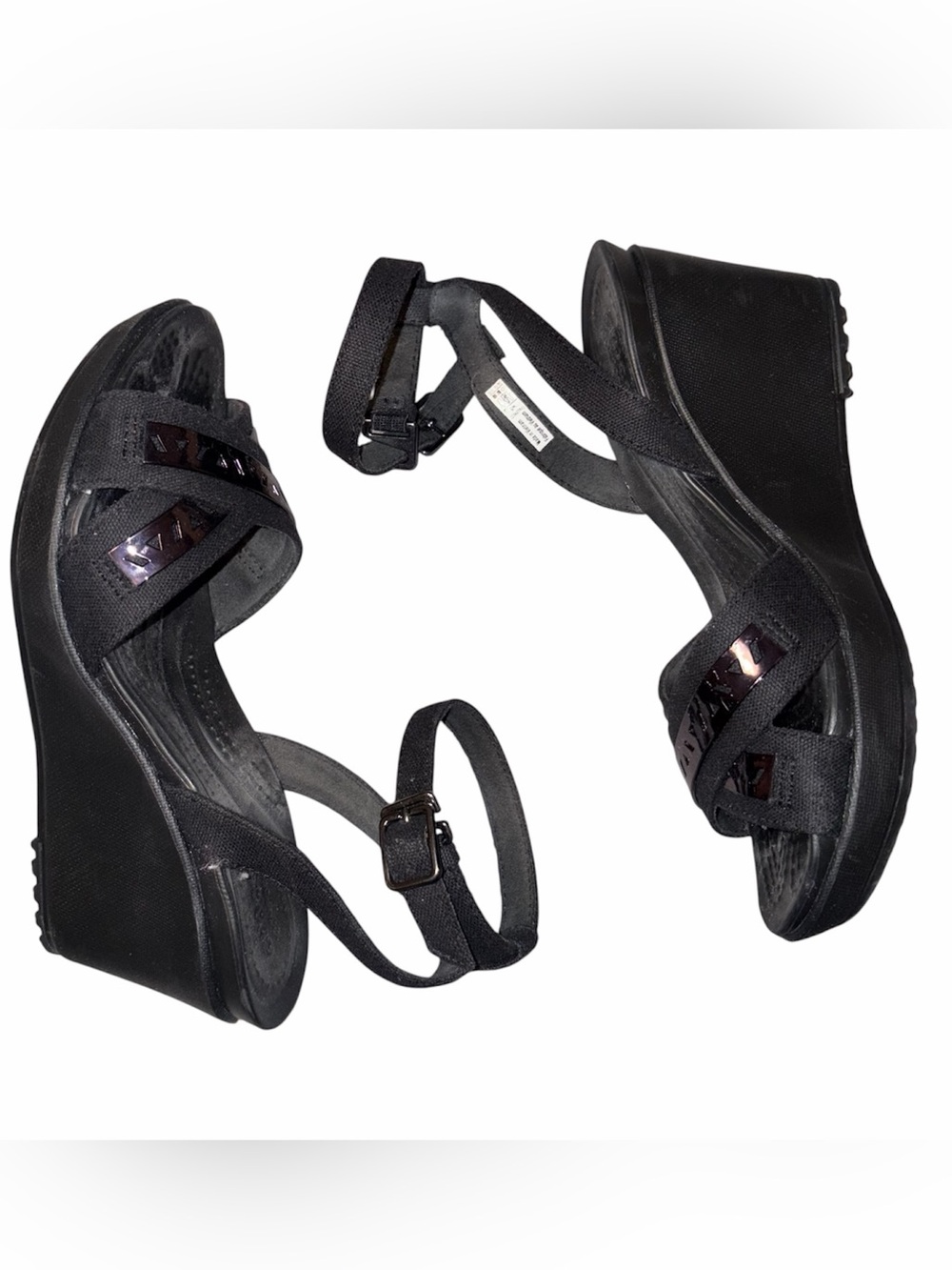 Crocs Leigh II Cross-Strap Wedge Sandals Black 5